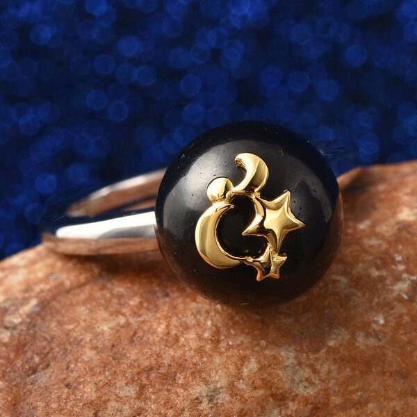 Shungit Ring 925 Silber Bicolor  ca. 10,75 ct image number 2