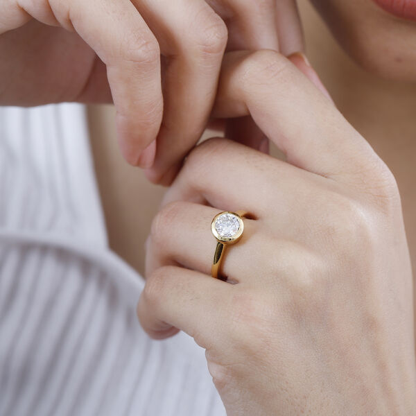 Moissanit Ring, 925 Silber 750 Gelbgold Vermeil - 1,19 ct. image number 3