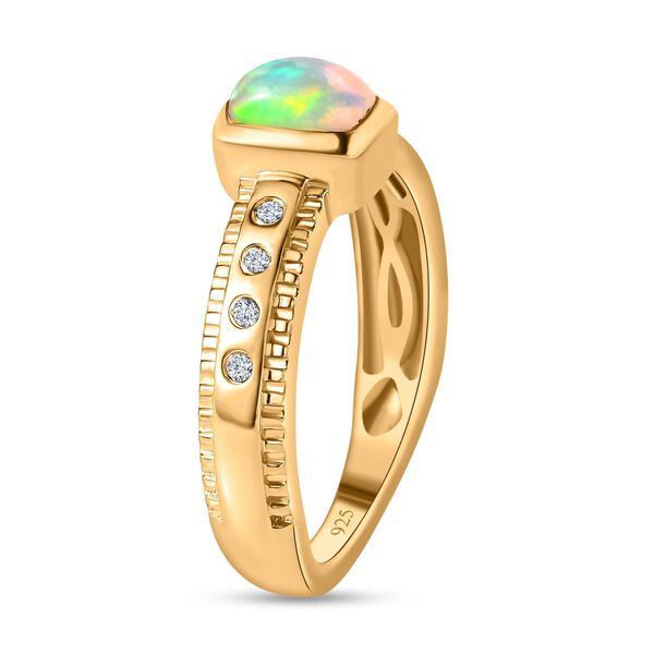 AA natürlicher, äthiopischer Welo Opal und Zirkon-Ring - 0,53 ct. image number 6