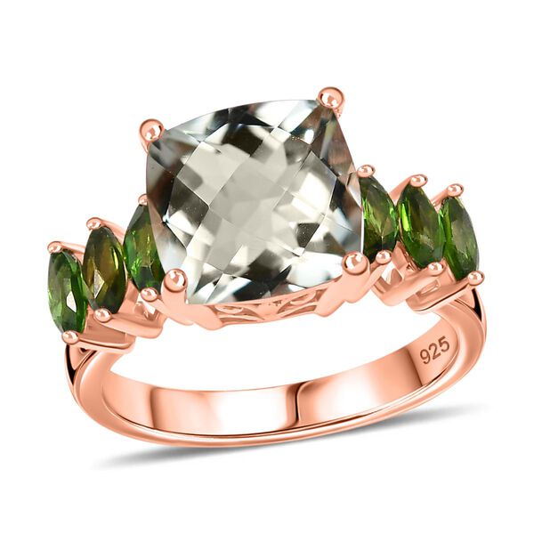 Prasiolite, Natürlicher Chromdiopsid Ring 925 Silber 750 Roségold Vermeil (Größe 17.00) ca. 5,09 ct image number 4
