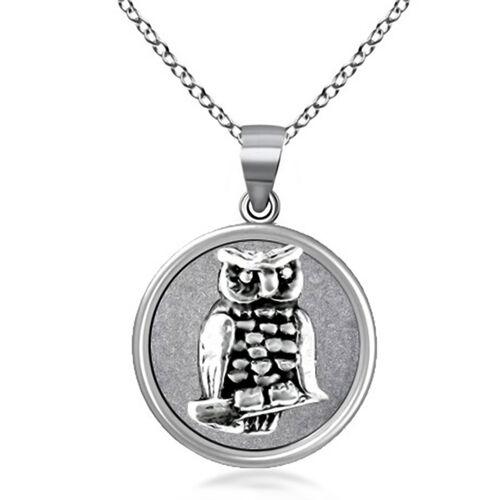 Eule-Anhänger mit 45cm Kette in 925 Silber image number 0