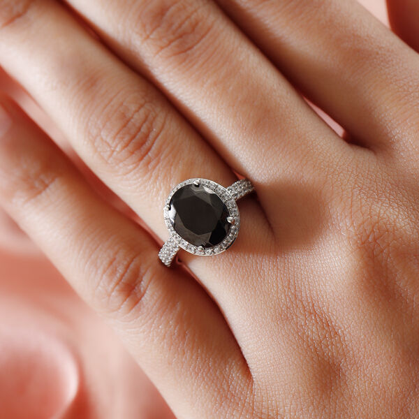 Elite Shungit und Zirkon Ring 925 Silber platiniert  ca. 2,82 ct image number 3