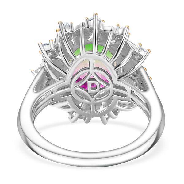 D'Joy Wassermelonen Triplett Quarz und Zirkon zweifarbiger Ring und Anhänger mit 45cm Kette image number 13