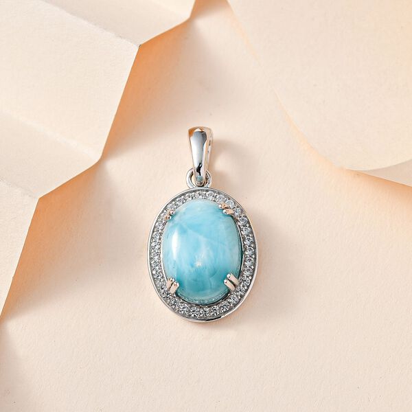 AA Larimar und Zirkon Anh&auml;nger - 13,64 ct. image number 2