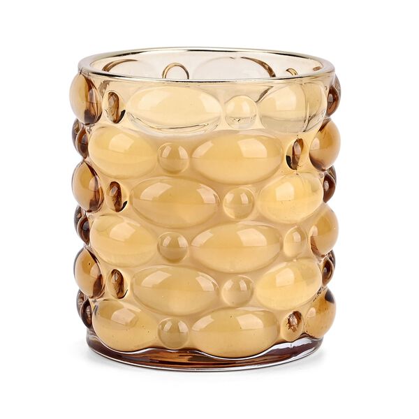 LIVMORE - Duftkerze im strukturierten Glas,48 Std. Brenndauer, 280g, 8,4 ml &auml;therisches &Ouml;l,  Rose und Bergamotte, Gelb image number 2