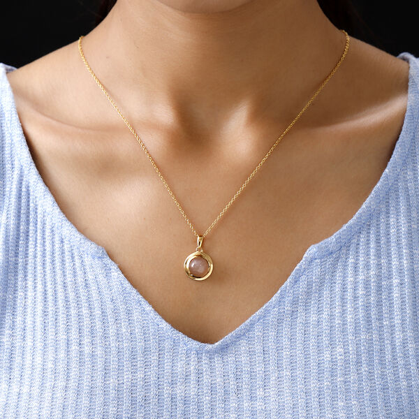 Pfirsich Mondstein Chakra Anhänger 925 Silber vergoldet ca. 4,18 ct image number 3