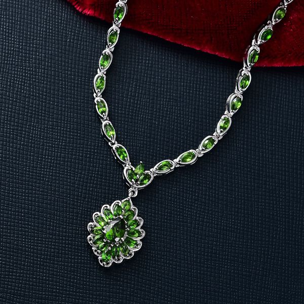 D’joy Natürlicher Chromdiopsid Halskette ca. 45 cm 925 Silber rhodiniert ca. 5,60 ct. image number 2