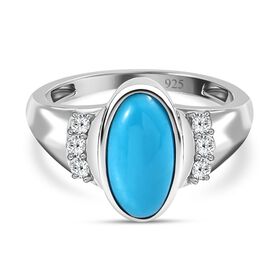Sleeping beauty Türkis und Zirkon Ring - 2,27 ct.
