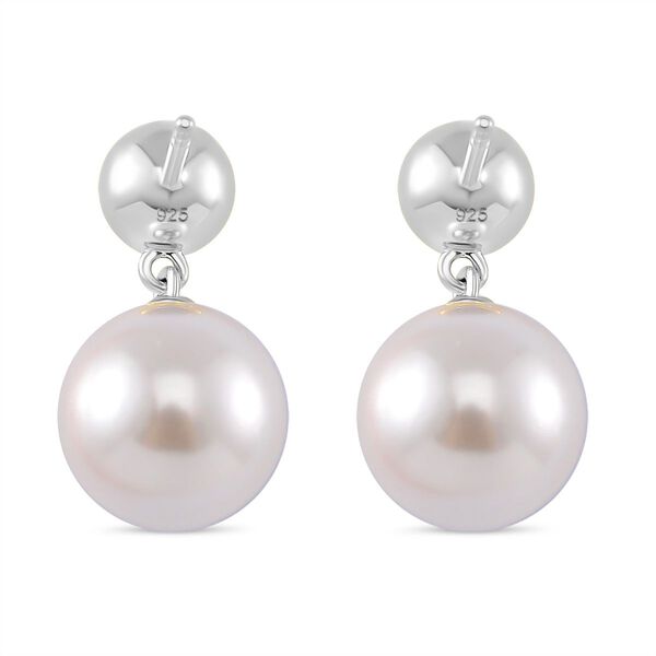 Weiße Muschelkernperle, Natürlicher Chromdiopsid Ohrringe 925 Silber platiniert image number 3