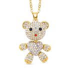 Mehrfarbiger Kristall Bären-Anhänger mit Kette, goldfarben