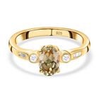 AAA Turkizit und wei&szlig;er Diamant Ring, 925 Silber Gelbgold Vermeil (Gr&ouml;&szlig;e 20.00) ca. 0.93 ct