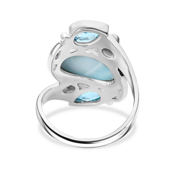 Sajen Silber - AAA Larimar, Schweizer Blauer Quartz Dublett Ring 925 Silber rhodiniert (Größe 21.00) ca. 6.10 ct image number 5