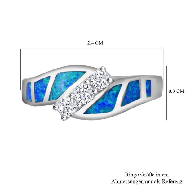 Simulierter blauer Opal und Zirkonia Ring image number 6