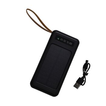 10.000 mAh Powerbank mit LED-Taschenlampe, 4 integrierten Kabeln, 14&times;6,8&times;2 cm, Schwarz