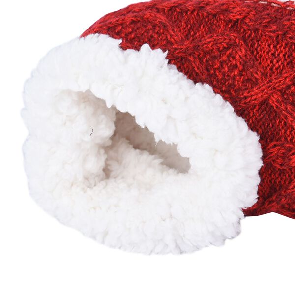 1 Paar superweiche und rutschfeste Kunstfell Hausschuhe, Gr&ouml;&szlig;e M, 27 cm, Rot und Wei&szlig; image number 3