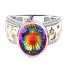 Nebel Quarz, Weißer Zirkon Ring 925 Silber Rhodiniert und 750 Gelbgold Vermeil (Größe 17.00) ca. 5,35 ct