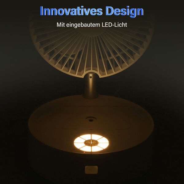 Kabelloser, faltbarer Ventilator mit integriertem Luftbefeuchter, USB-Anschluss, Wei&szlig; image number 3