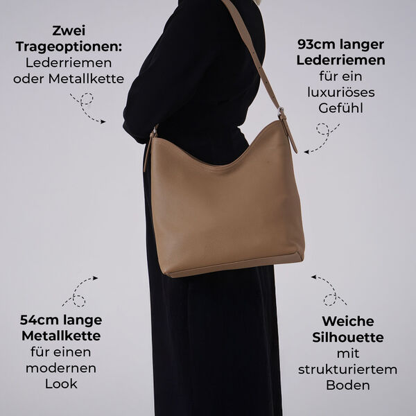 Hobo Umhängetasche aus Echtleder in Hellbraun image number 4