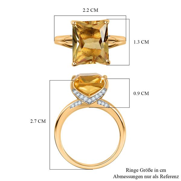 Citrin, Weißer Zirkon Ring 925 Silber Gelbgold Vermeil (Größe 20.00) ca. 5,71 ct image number 7