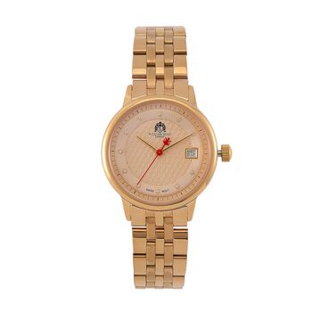 William Hunt &ndash; Schweizer Uhrwerk, Saphirglas, Wei&szlig;er Zirkonia, Edelstahlarmband 19 cm, Ros&eacute;-Bicolor