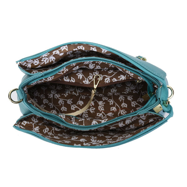 Sencillez Crossbody Tasche aus echtem Leder,  Gr&ouml;&szlig;e 28x9x17 cm, Gr&uuml;n image number 5