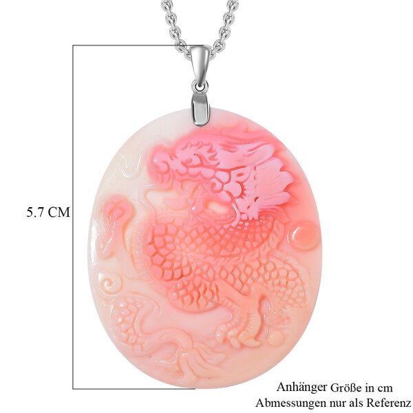 Geschnitzter rosa Königsmuschel Perle-Anhänger mit 50cm Kette, Drachen image number 4