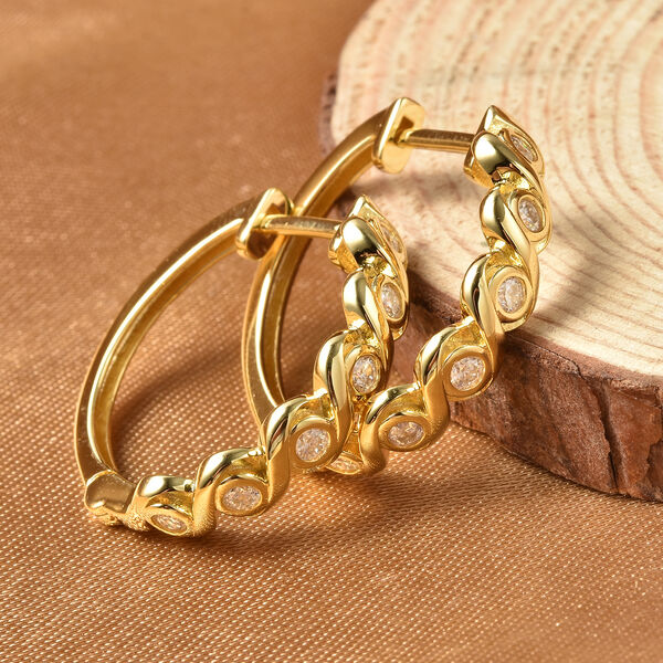 Moissanit Creolen, 925 Silber Gelbgold Vermeil ca. 0,31 ct image number 2