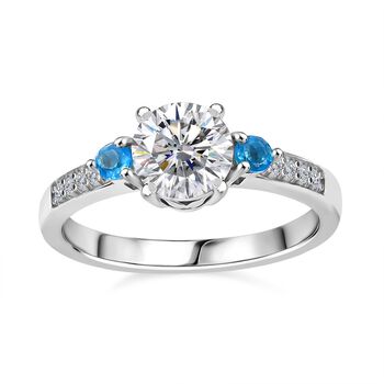 Moissanit und Neon Apatit Ring - 1,24 ct.