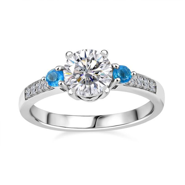 Moissanit und Neon Apatit Ring - 1,24 ct. image number 4