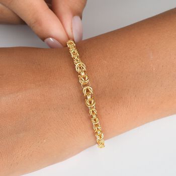 Handgefertigte Verlaufs K&ouml;nigskette Armband ca. 19 cm, 925 Silber 750 Gelbgold Vermeil ca. 9,51g