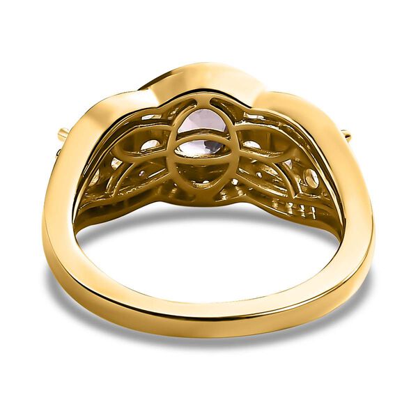 AA Natürlicher Tansanischer Lavendel-Spinell, Weißer Zirkon Ring, 925 Silber Gelbgold Vermeil (Größe 17.00) ca. 2.19 ct image number 6
