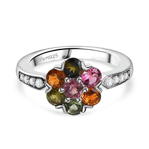 D'Joy Multi-Turmalin floraler Ring und Ohrringe image number 1