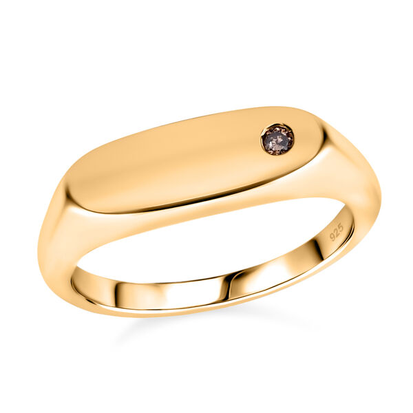 Nat&uuml;rlicher Champagner Diamant Herren Ring 925 Silber 585 Vergoldet image number 6