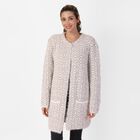 Langer Cardigan mit Taschen und Knopf, gestrickt, Einheitsgröße Rautenmuster, Khaki