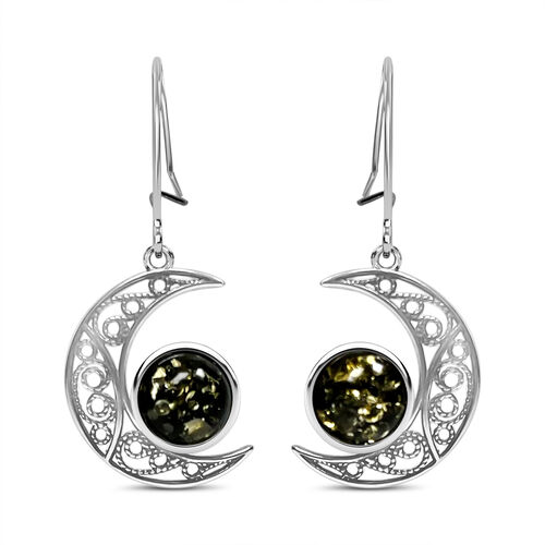 Natürliche, baltische grün-Bernstein Ohrringe, 925 Silber ca. 1,50 ct image number 0
