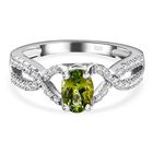 Natürlicher AA Calabar-Turmalin, Weißer Zirkon Ring, 925 Silber platiniert, (Größe 17.00) ca. 3.36 ct