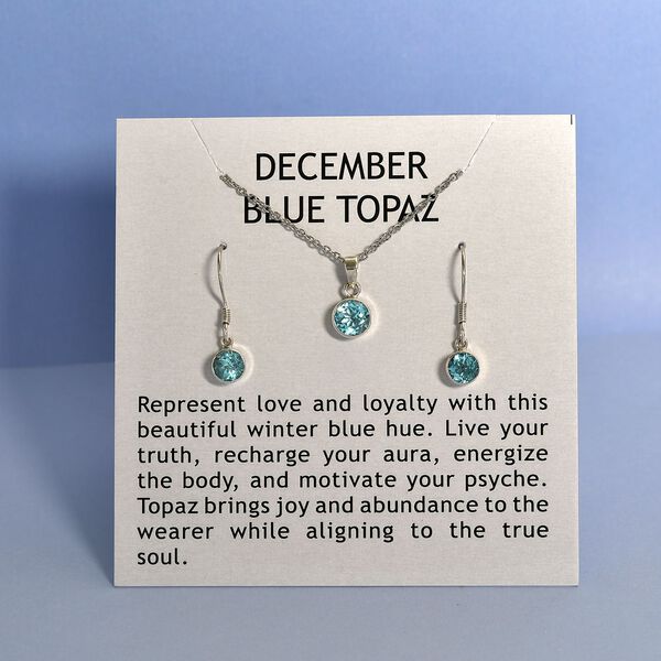 Schweizer Blautopas-Anhänger und Ohrringe aus 925 Silber, mit Kette aus Edelstahl ca. 3.56 ct image number 9