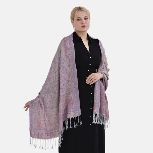 Jacquard Paisley-Schal mit Fransen, 170cm x 75cm, Lilac