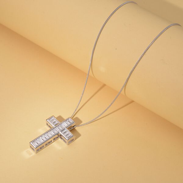 Moissanit Kreuz-Anh&auml;nger mit Kette, 925 Silber rhodiniert ca. 2.30 ct image number 3