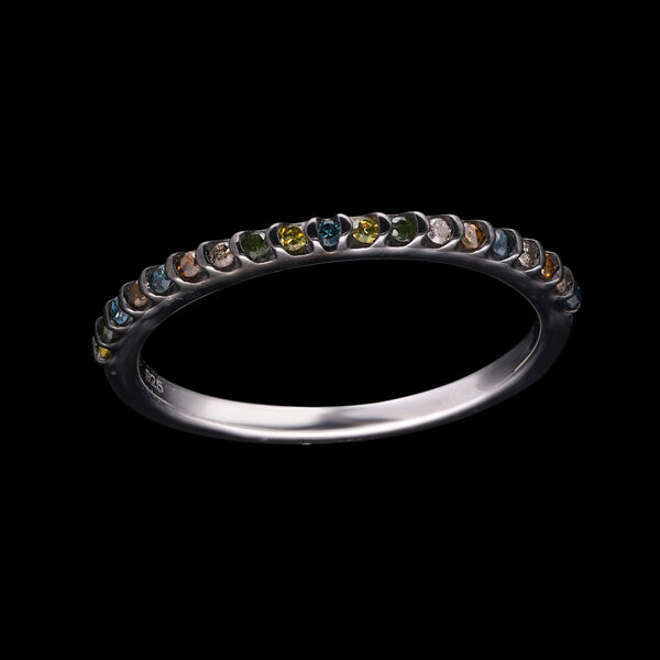 Mehrfarbiger Diamant Ring, 925 Silber platiniert (Größe 18.00) ca. 0.25 ct image number 1