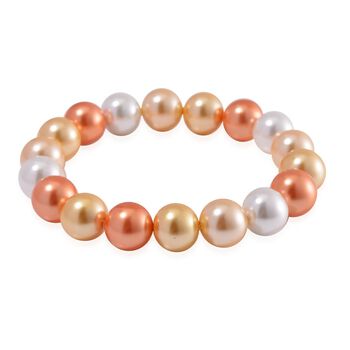 Goldenes, wei&szlig;es und orangenes Muschelkernperlen-Armband
