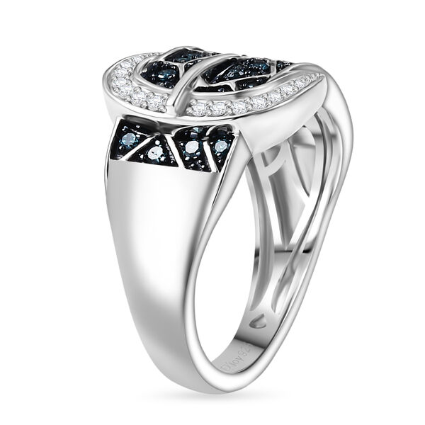 D'Joy Blauer Diamant, Wei&szlig;er Diamant Ring 925 Silber rhodiniert (Gr&ouml;&szlig;e 18.00) ca. 0.50 ct image number 5