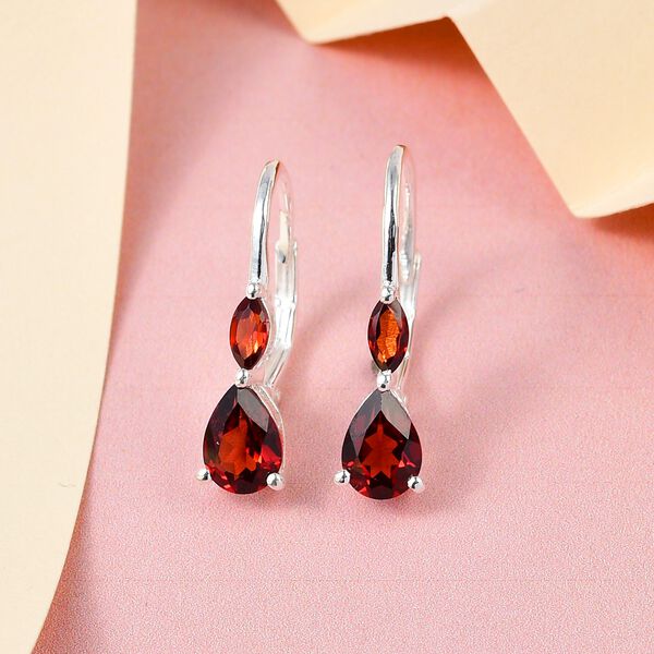 Rote Granat Ohrringe, 925 Silber ca. 1,92 ct image number 2