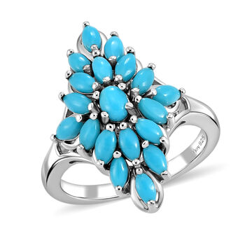 D'Joy Sleeping Beauty T&uuml;rkis Ring 925 Silber Rhodiniert (Gr&ouml;&szlig;e 18.00) ca. 1,68 ct