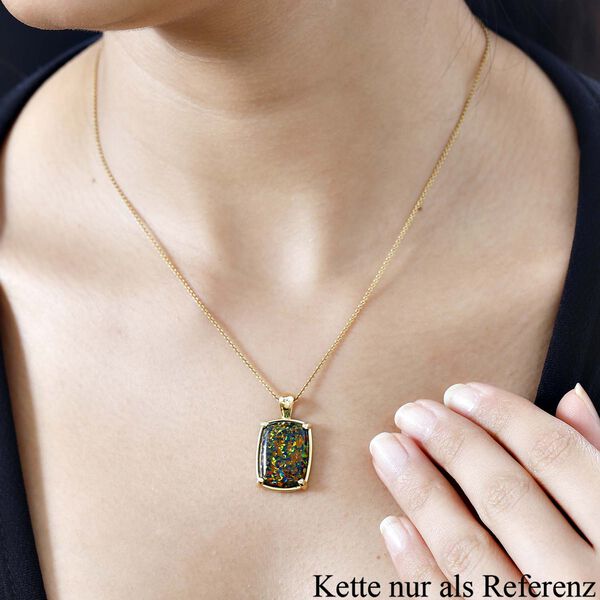 Labor erstellt schwarzen Opal Anhänger, 925 Silber Gelbgold Vermeil ca. 5.49 ct image number 3