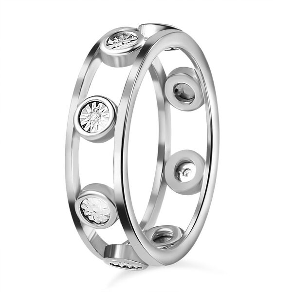 Doppelreihiger Ring mit Weißen Diamanten, 925 Silber rhodiniert (Größe 18.00) image number 5