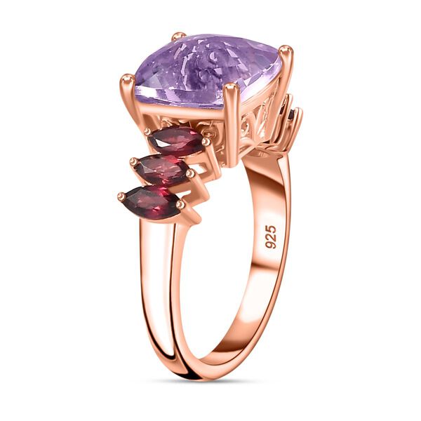 Rose De France Amethyst, Rhodolith Granat Ring 925 Silber 750 Roségold Vermeil (Größe 17.00) ca. 5,37 ct image number 5