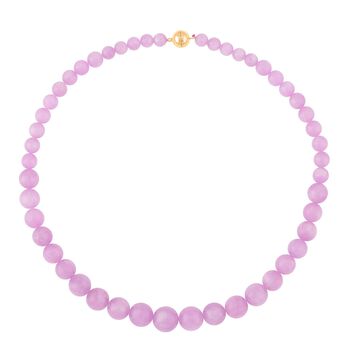 AAAA Kunzit Halskette, (8-14mm), ca. 50 cm 925 Silber vergoldet ca. 400.00 ct