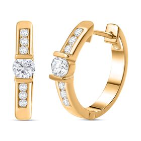 Moissanit Ohrringe 925 Silber Gelbgold Vermeil ca. 0.81 ct