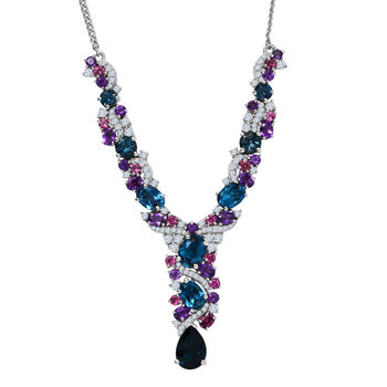 D'Joy London Blau Topas und Multi-Edelstein 45cm Halskette - 13,60 ct.